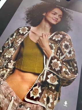 ♥️Hello Gorgeous! POL Open Front Cardigan with Varied Patterns - Choco Multi